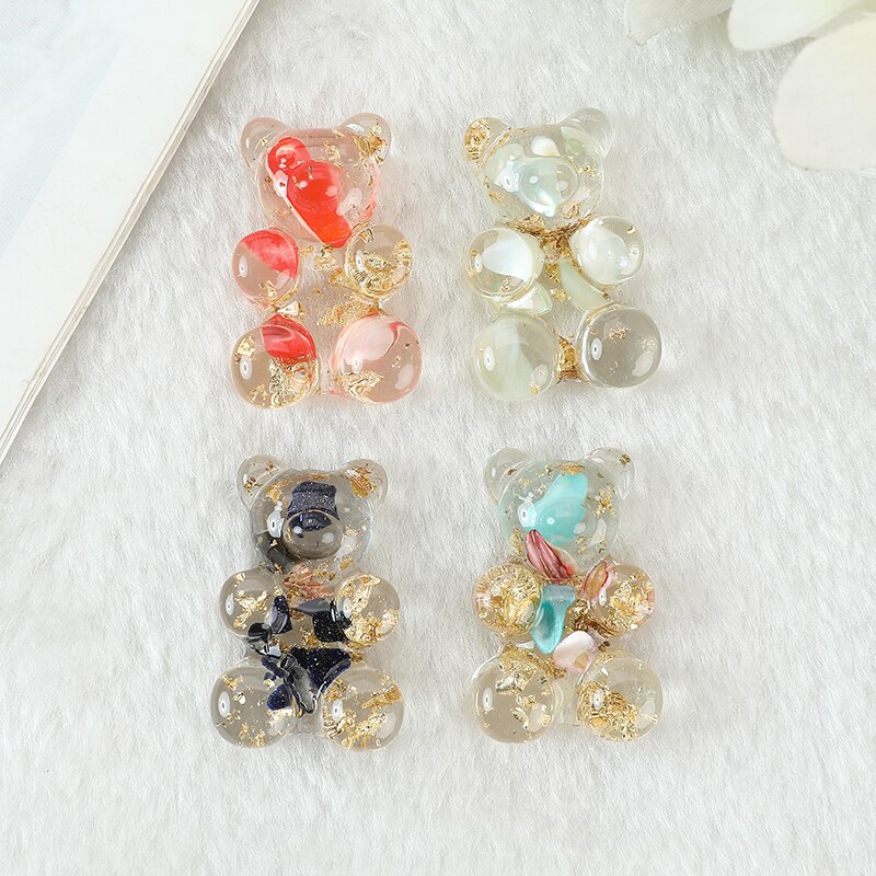 8Pcs 20*30 MM Resin Bear Flatback Charms Jewlery Findings For Diy