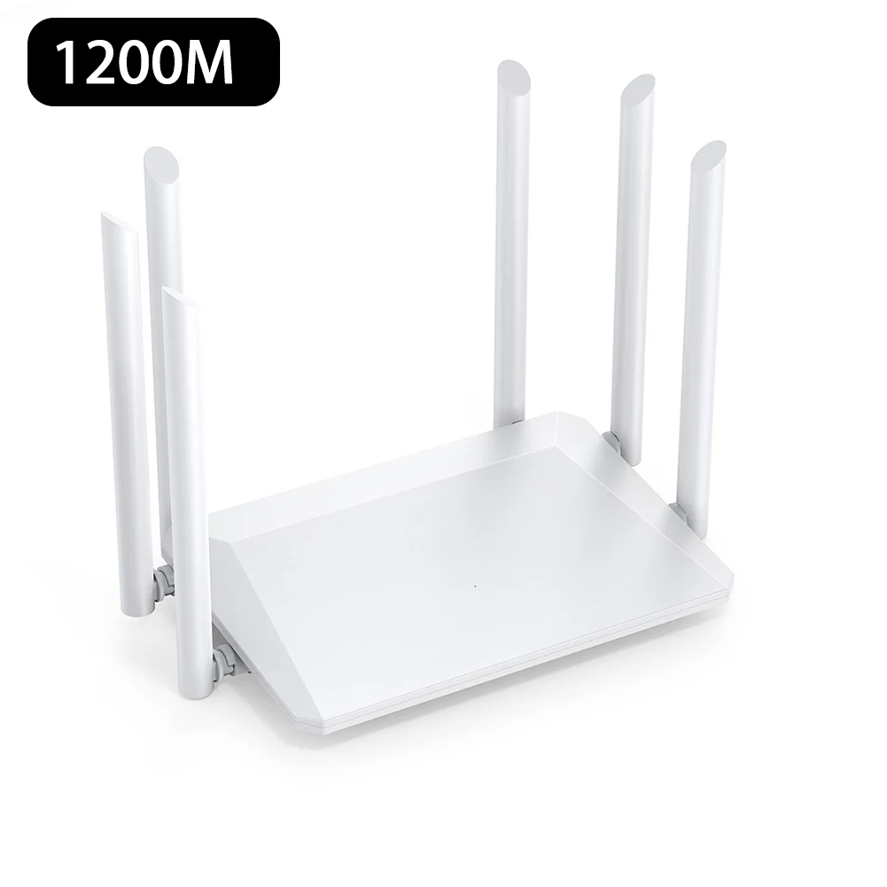 2.4G 5G Dual Band Wireless 1200Mbps Router Wifi Range Repeater with 5*6dBi High Gain Antennas Wider Coverage Wi-Fi Extender: WHITE / Eu plug