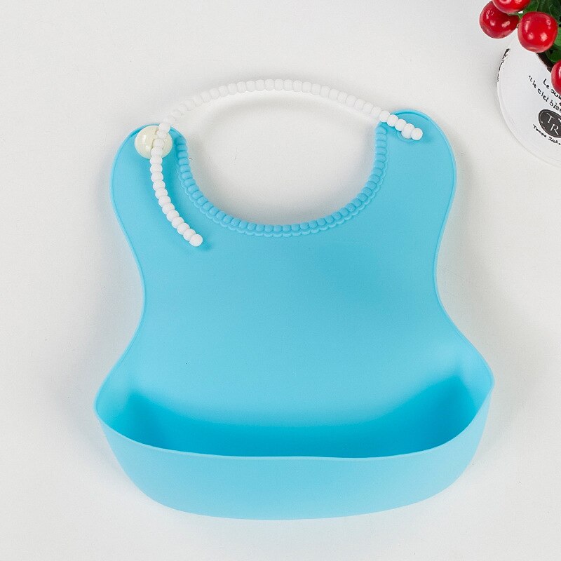 unisex Del bambino Fibbia Alimentazione Bavaglino infantile di colore Solido Regolabile Impermeabile Del silicone Bavaglini per Bambini Che Mangiano Strumenti