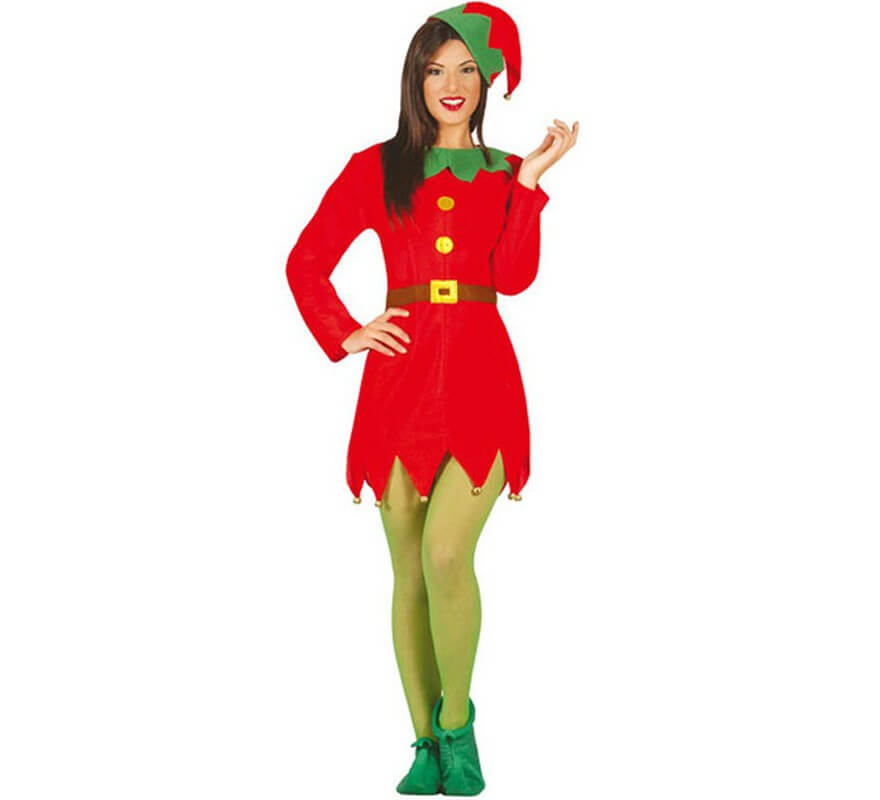 Disfraz de Elfa verde y rojo para mujer - Navidad - Hadas, Duendes, Elfos y Ninfas - Disfraces para adultos