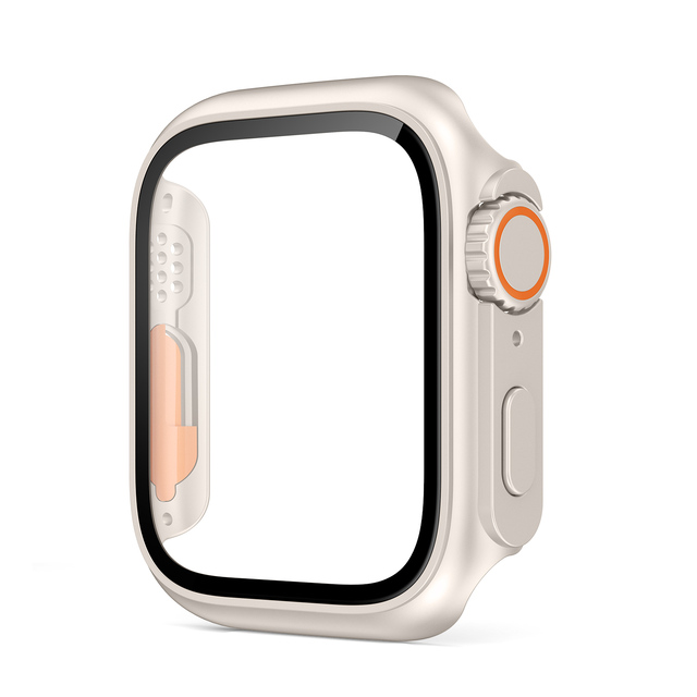 Displayschutzfolie für Apfel Uhr-Gehäbenutzen 46 mm, 42 mm, 45 mm, 40 mm, 44 mm, 41 mm, PC-Abdeckung + Glasfolie, Wechsel zu Ultra-Serie 10, 9, 8, 7, 6, 5, 4 SE: Allgemeine Camoufl / 10 zoll & Oben