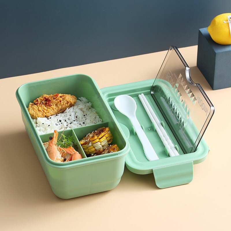 Japanese Bento Box Containers For Food Packed Lunch Food Preservation Box Microwave Oven Fresh-Keeping Box Kid'S Lunch Box: green