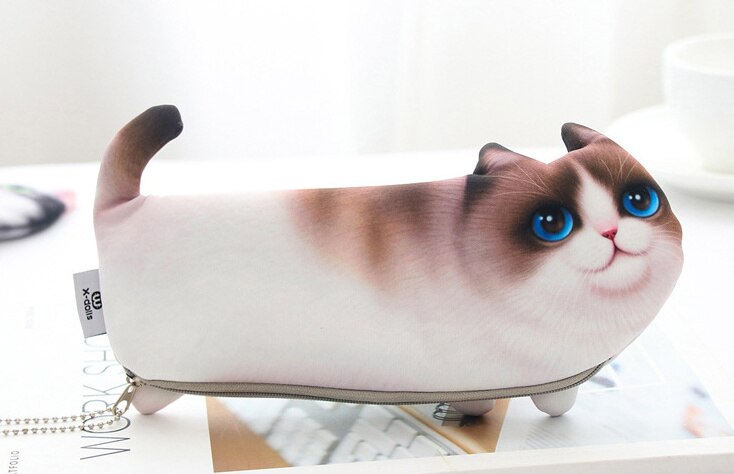 Novedad estuche para lápices con forma de gato, bolsa organizadora para almacenamiento para niños, Escolar, Escolar, premio de estudiante Escolar