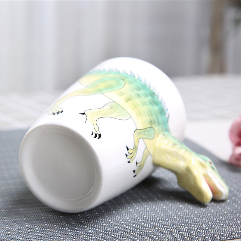 350ml dinosaurer keramisk kopp håndmalt dyr kaffekrus 3d tegneserie tyrannosaurus kopp barn melkekopp