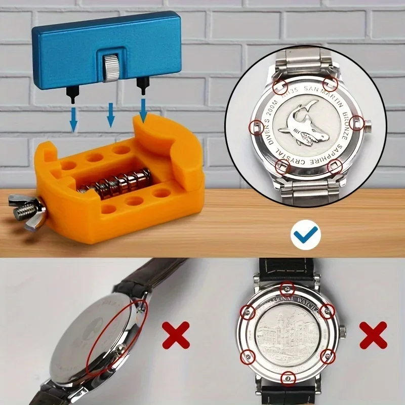 Ensemble d'outils de réparation 3 en 1, outils de démontage du dos de la montre, ouvre-boîtier arrière réglable, ouvre-boîtier de montre, support de réparation
