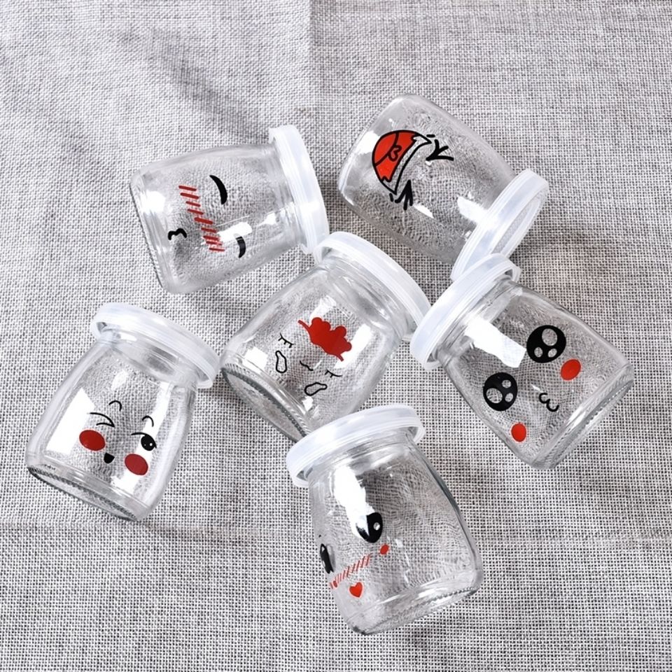10pc Mini Yogurt Gläser Glas Pudding Tassen mit PE Deckel Behälter Topf Ideal Pro Milch Gelees Honig Gewürze Mousse 100ml(3.4oz)