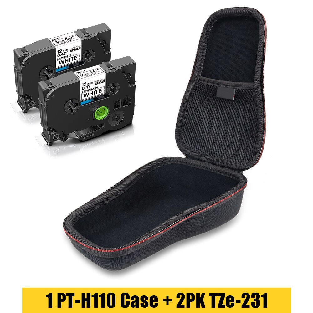 Protection Case for Brother PT-H110 Label Maker Hard Case tz-231 TZ Tape Printer Bag PT-E100 PT-H100 H110 Package Box EVA Case: 1PK Bag - 2PK Tapes