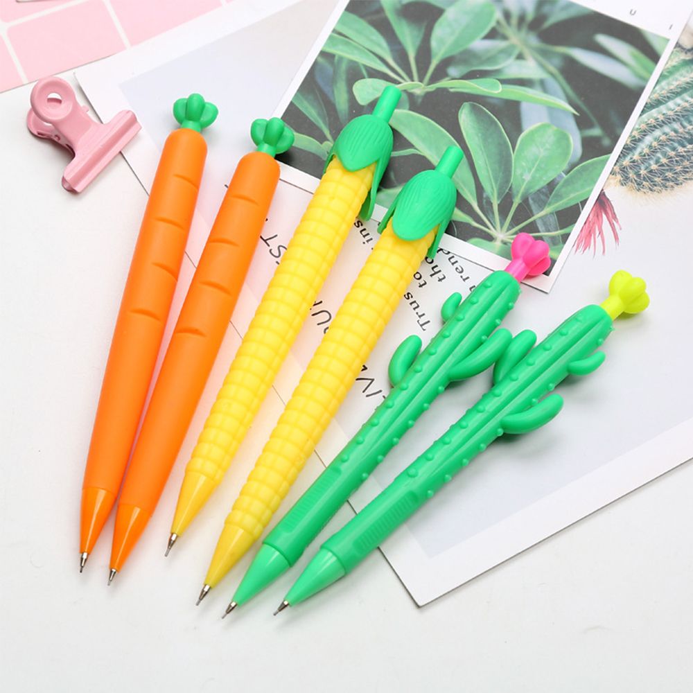1 PC Carrot Cactus Corn Mechanical Pencil 0.5/0.7mm Mechanical Pencil Cartoon Cute Soft Gel Pen Press Pen Writing Tools