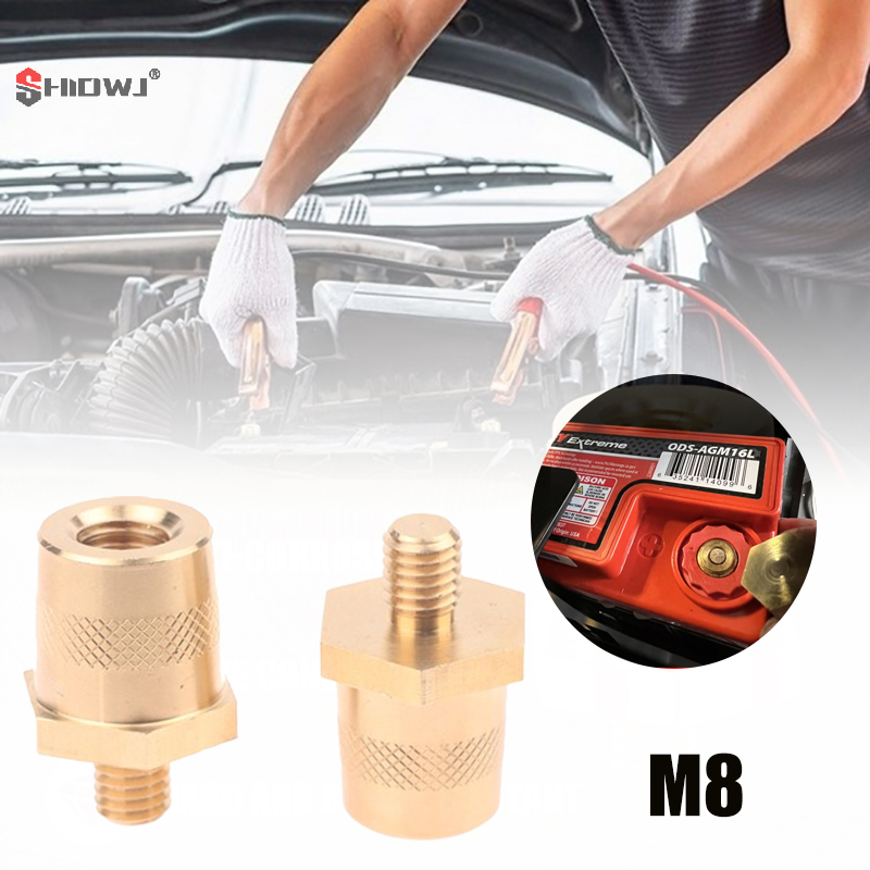 Adaptateur de poteau de batterie M8, 1 paire, connecteur de boulon de Terminal en laiton, bornes de connexion de batterie de voiture avec vis en acier inoxydable pour bateau