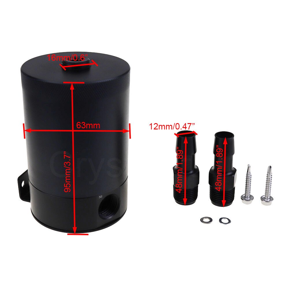 Universal Oil Catch Can Compact Baffled 2-Port Aluminum Reservoir Oil Catch Tank Fuel Tank For Honda Toyota Nissan Mazda Ford