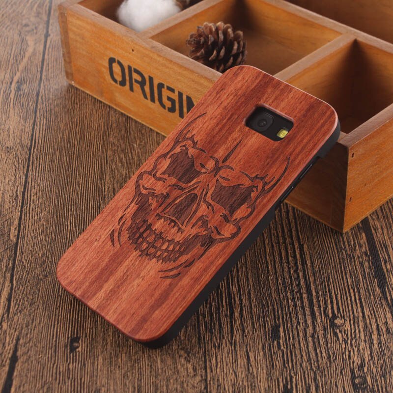 Caja de madera de bambú con cabeza de calavera de Mandala para samsung galaxy A5 funda de madera para samsung galaxy A5 funda de teléfono móvil funda de madera