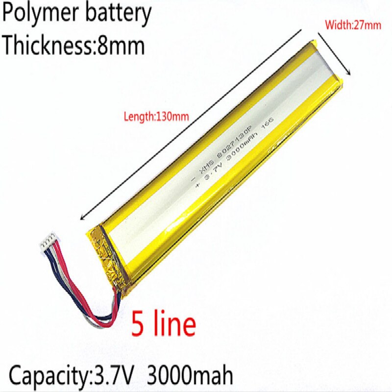 3.7 V lithium polymer battery 3000 mah elongated battery is suitable for the player navigation equipment locator 8027130