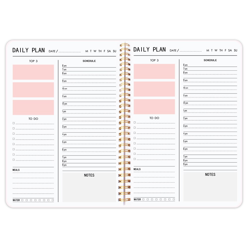 Agenda Dagelijkse Planner A4 Undated Per Uur Afspraak Organizer Schema 'S Planner Met Maaltijd, To-Do Lijst: B5-Pink