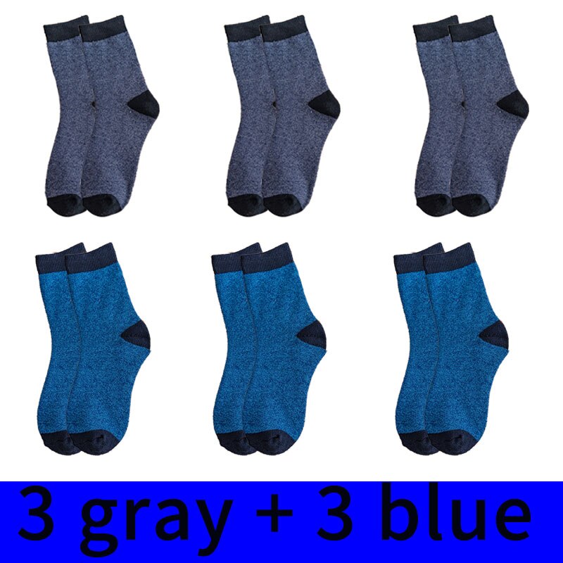 6Pairs Winter Wamer Women Thicken Thermal Wool Cashmere Snow Socks Seamless Terry Boots Floor Sleeping Socks for Mens: NZ10-3huise-3lanse