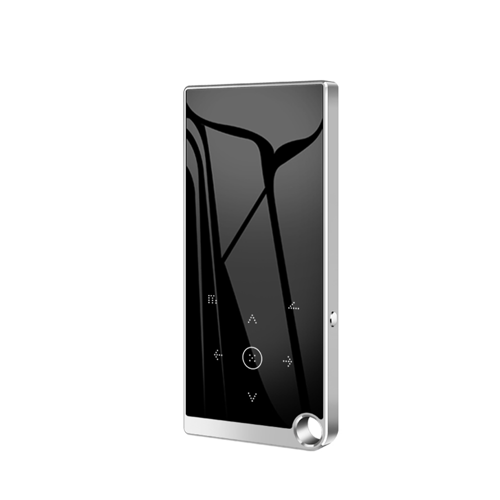 2,4-calowy ekran Bluetooth5.0 Odtwarzacz Mp3 Przycisk dotykowy Przenośny sprzęt audio Bezstratna muzyka Hifi Walkman FM/Ebook/nagrywarka/odtwarzacz wideo MP4: Srebrny