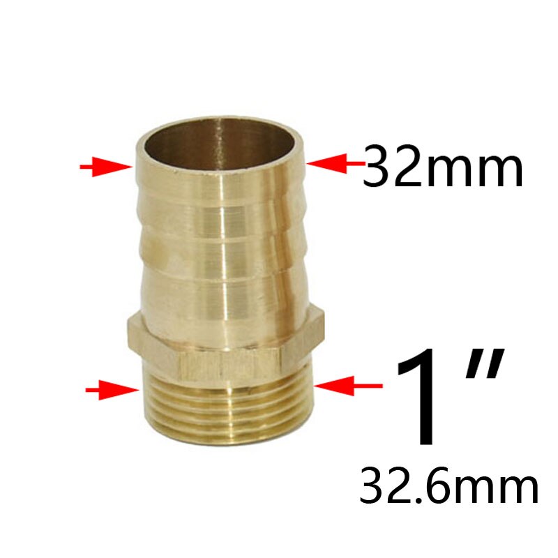 Conector de latón de 1 "macho a 16mm, 19mm, 25mm y 32mm, Conector de cobre para manguera de jardín DN15 DN20 DN25, 1 unidad