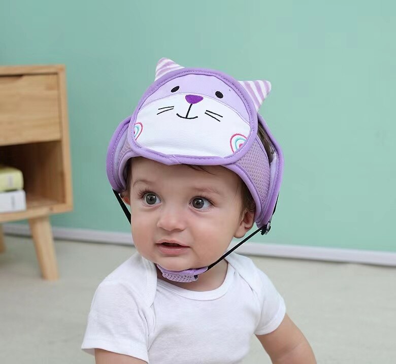 Baby Peuter Cap Anti-Collision Beschermende Hoed Baby Veiligheid Cartoon Helm Zachte Comfortabele Hoofd Beveiliging-Verstelbare: Cat