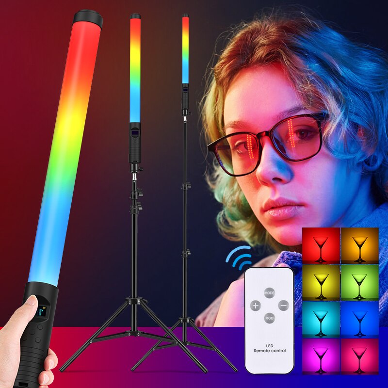 RGB Light Stick Wand With Remote Control Tripod Handheld LED Colorful Lamp With Built-in Rechargable Battery Photography Selfie