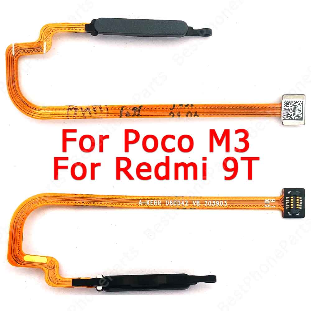 Original Fingerprint for Xiaomi Mi Poco M3 Redmi 9T Finger print sensor home button ribbon flex cable Spare Parts: Black