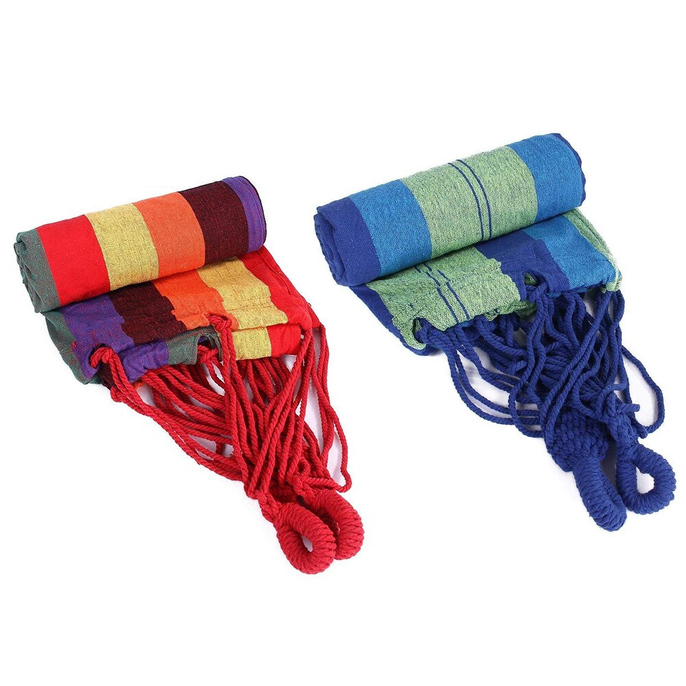 1pc rainbow Outdoor Leisure Portable Hammock canvas Hammocks Ultralight Garden Sports Home Travel Camping Hammock 2.5x1.5m