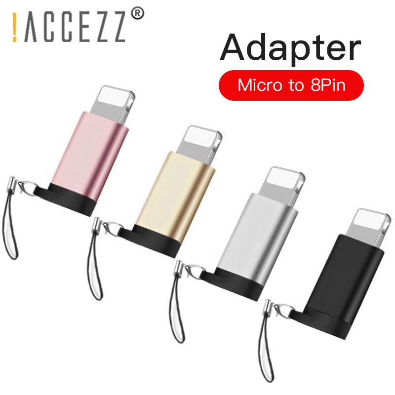 ! Accezz Micro Verlichting Usb Adapter Voor Iphone X Xr Xs Max 8 7 6S 6 Plus Met Sleutel keten Sync Data Otg Opladen 8 Pin Converter