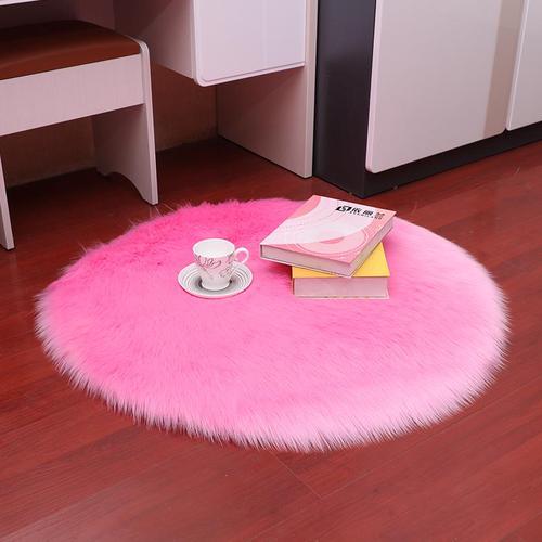 Tapis rond simple et moelleux, 50cm, pour chambre à coucher: dark pink
