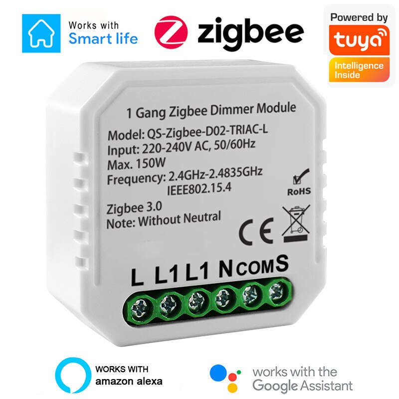 Tuya Zigbee 3.0 Dimmer Module Geen Neutrale 2 Weg Afstandsbediening Smart Lichtschakelaar Relais Werkt Met Alexa Google thuis