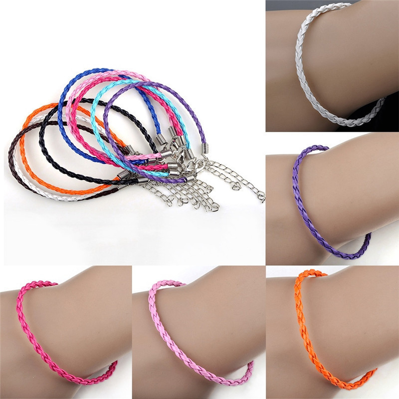 10 stks/partij Eenvoudige Stijl Handgemaakte Gevlochten Charm Armbanden Voor Vrouwen Pulseras Mujer Gevlochten Touw Manchet Bangle