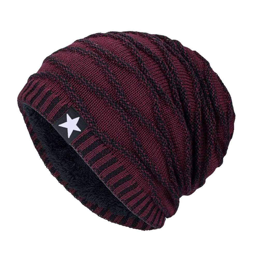 Unisex Knit Cap Hedging Hoofd Hoed Beanie Cap Warm Outdoor Mode Hoed decoratie Accessoires korting: Wine Red