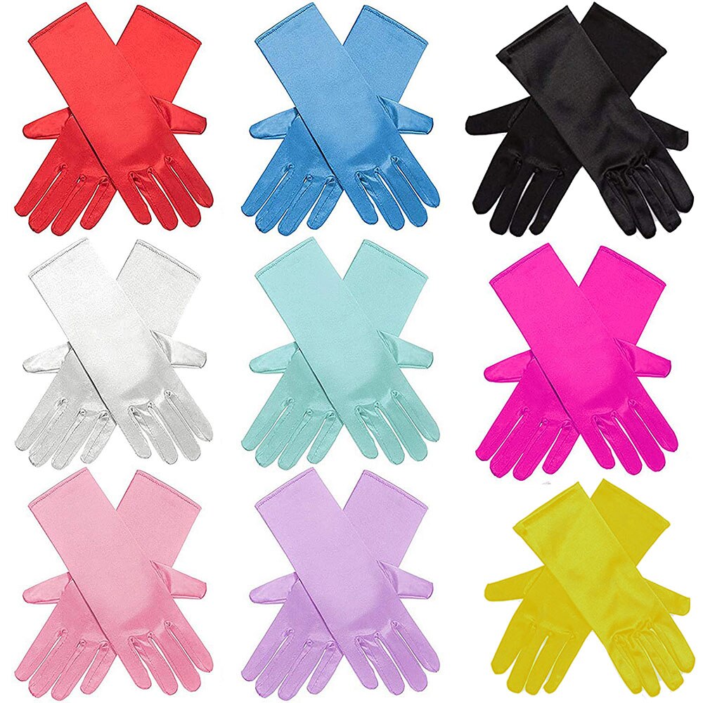 3-10Y Mädchen Satin- Handschuhe Schnee Königin Handschuh Prinzessin Kostüm für freundlicher Party, Hochzeit, Formale Festzug Geburtstag Party