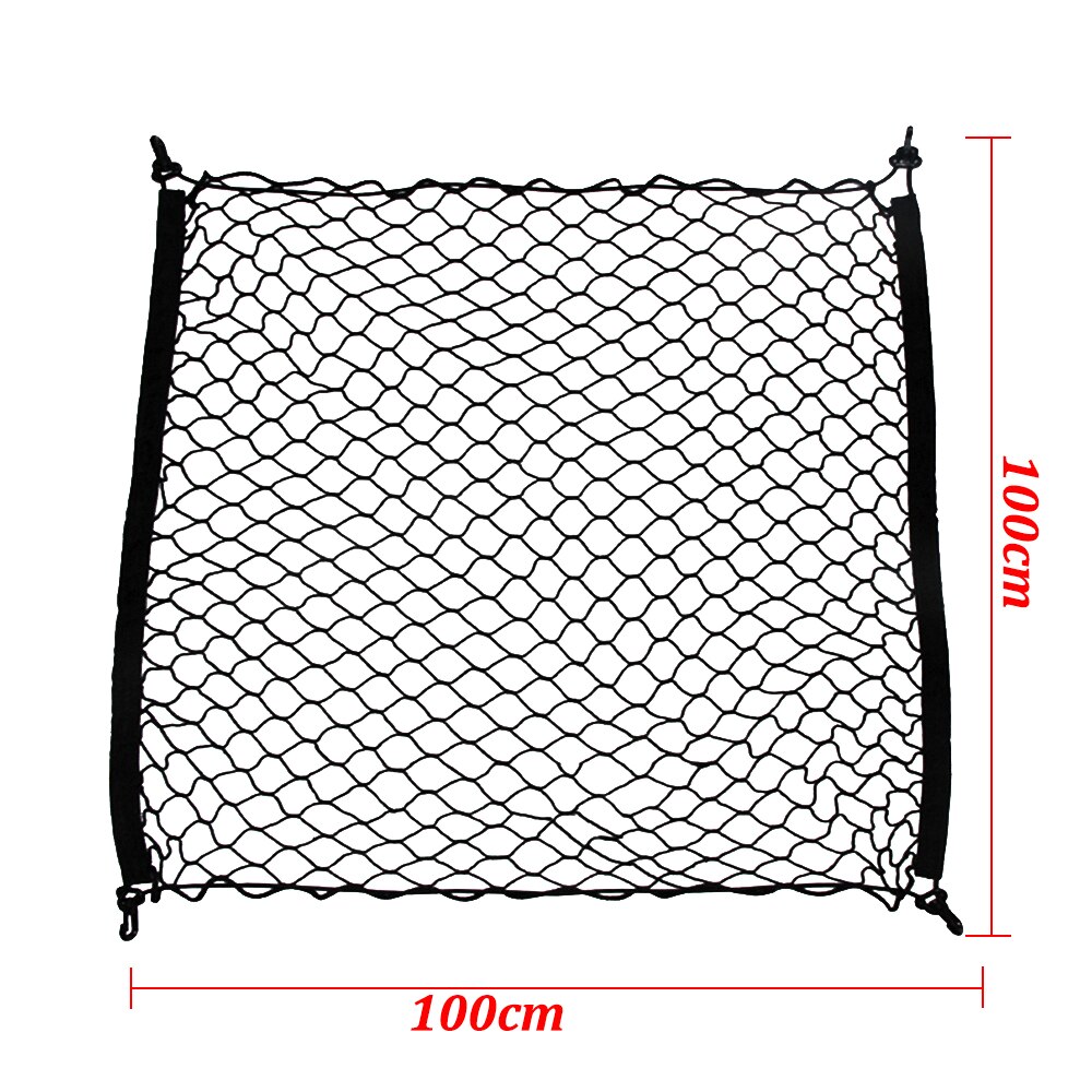 Universalt bil bagasjeromsnett stort elastisk bagasjenett lastorganisering oppbevaring nylon strekkbar bilinteriør nettingnettverkslomme: 100 x 100cm