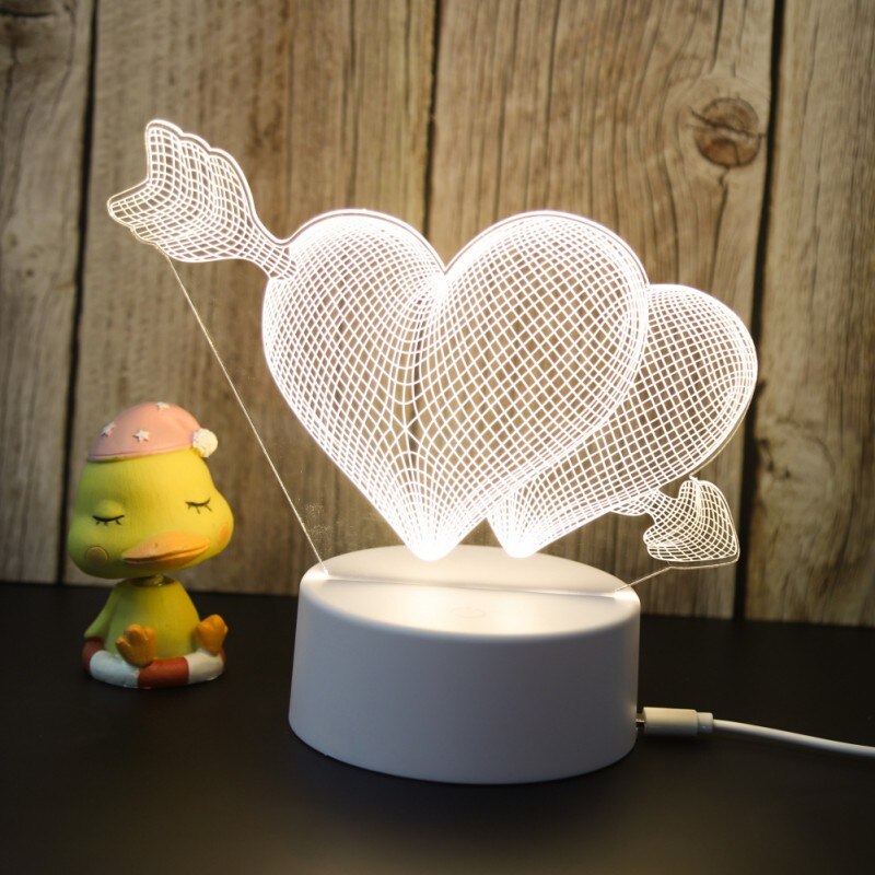 3d acryl usb led nachtlampjes voor op tafel, slaaplamp, thuiskantoor, wereldbol, kinderkamer, valentijnsdagdecoratie