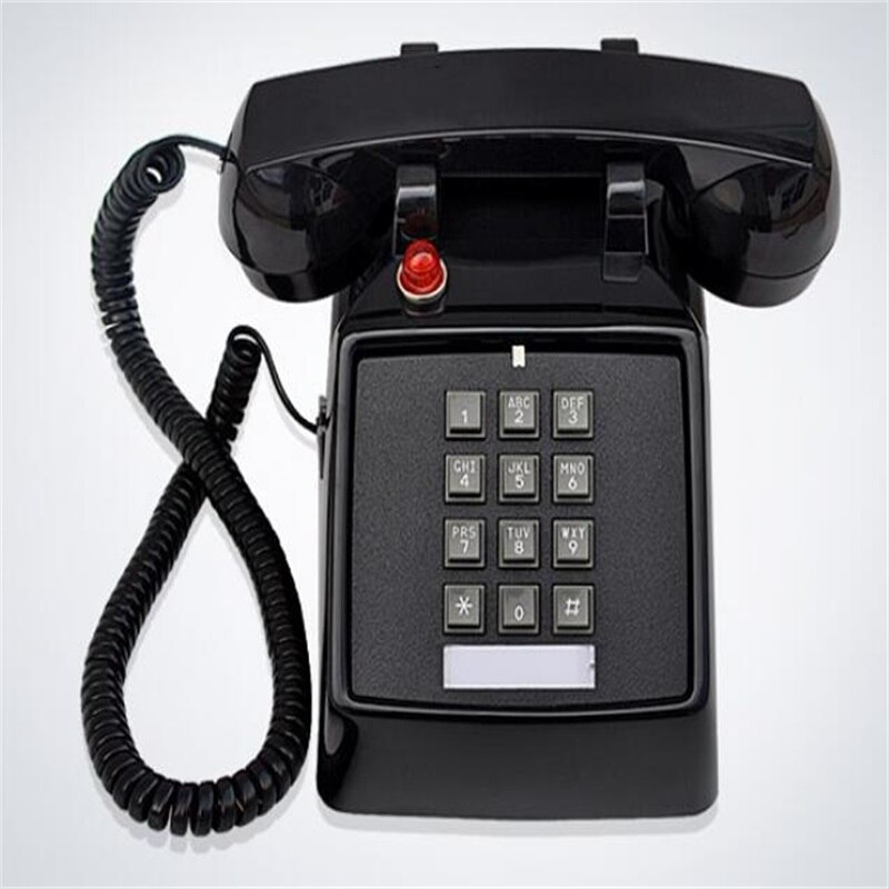 Black landline telephone Plastic Home office Retro Wire Landline fixed Phone Europe style: black
