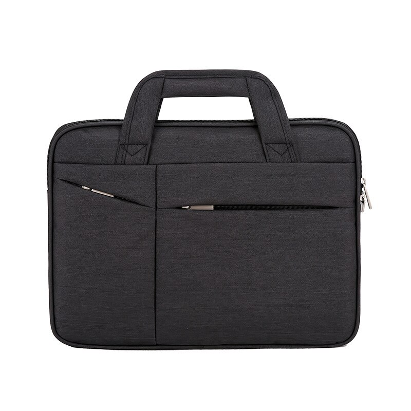 Effen Kleur Laptop Tas Voor Unisex Waterdichte Grote 15Inch Beschermhoes Casual Reizen Werk Computer Notebook Handtas Aktetas: Black