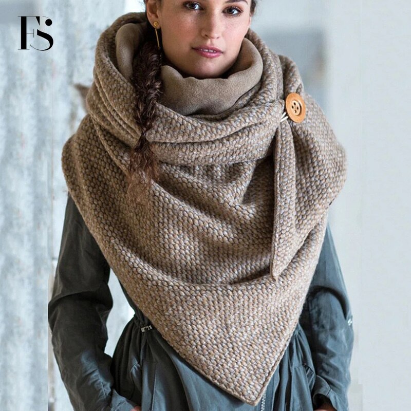 Casual Thick Warm Shawl Scarf Solid Color Triangle Wraps