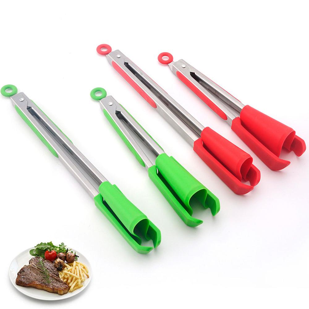 2 In 1 Smart Keuken Spatel En Tang Non-stick Hittebestendige Rvs Frame Silicone Tang Keuken Gadget