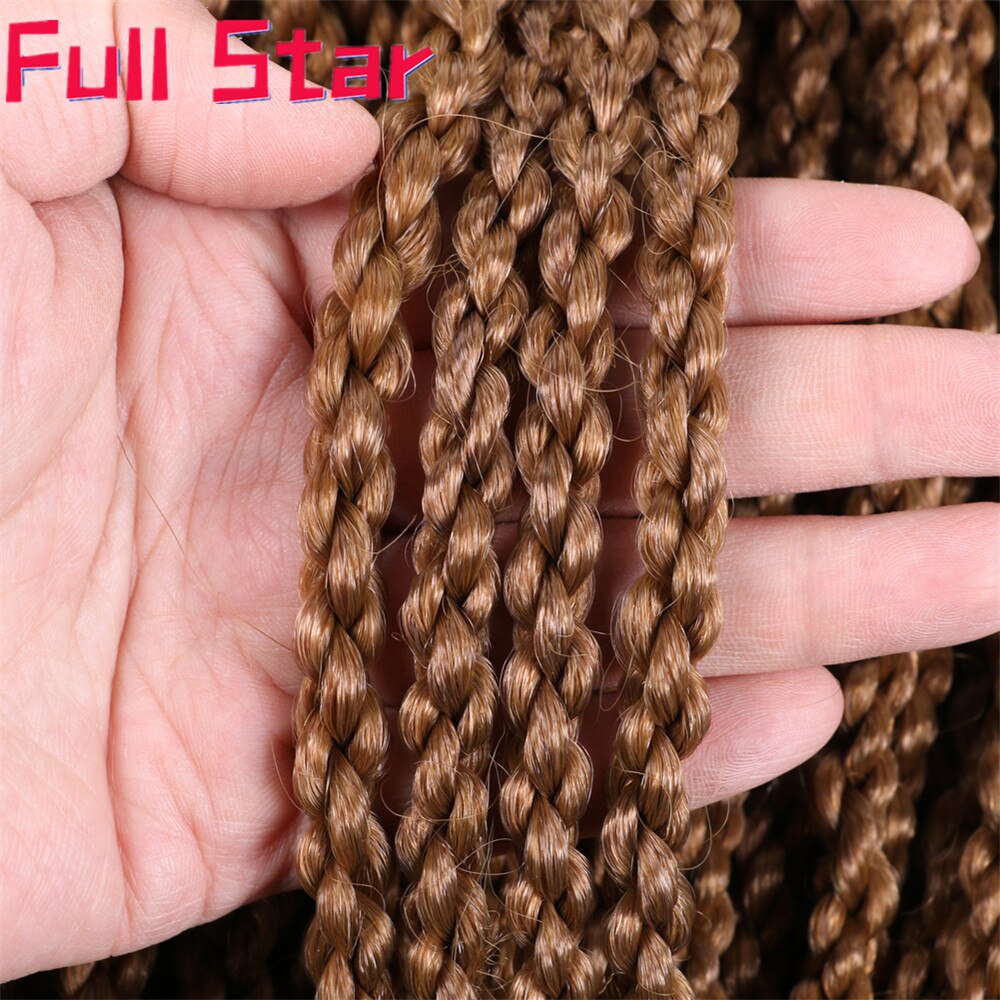 Full Star-extensiones de cabello para mujer, 22 ", 3D Cubic Twist, trenzas de ganchillo, 12 hebras, degradado, insecto negro, pelo trenzado sintético