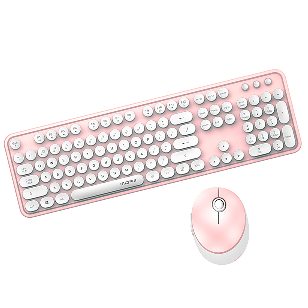 Gemengde Kleur 2.4Ghz Draadloze Toetsenbord En Muis Combo Set 104 Kleurrijke Toetsen Met Usb-ontvanger Voor Mac Pc Laptop desktop: White Pink