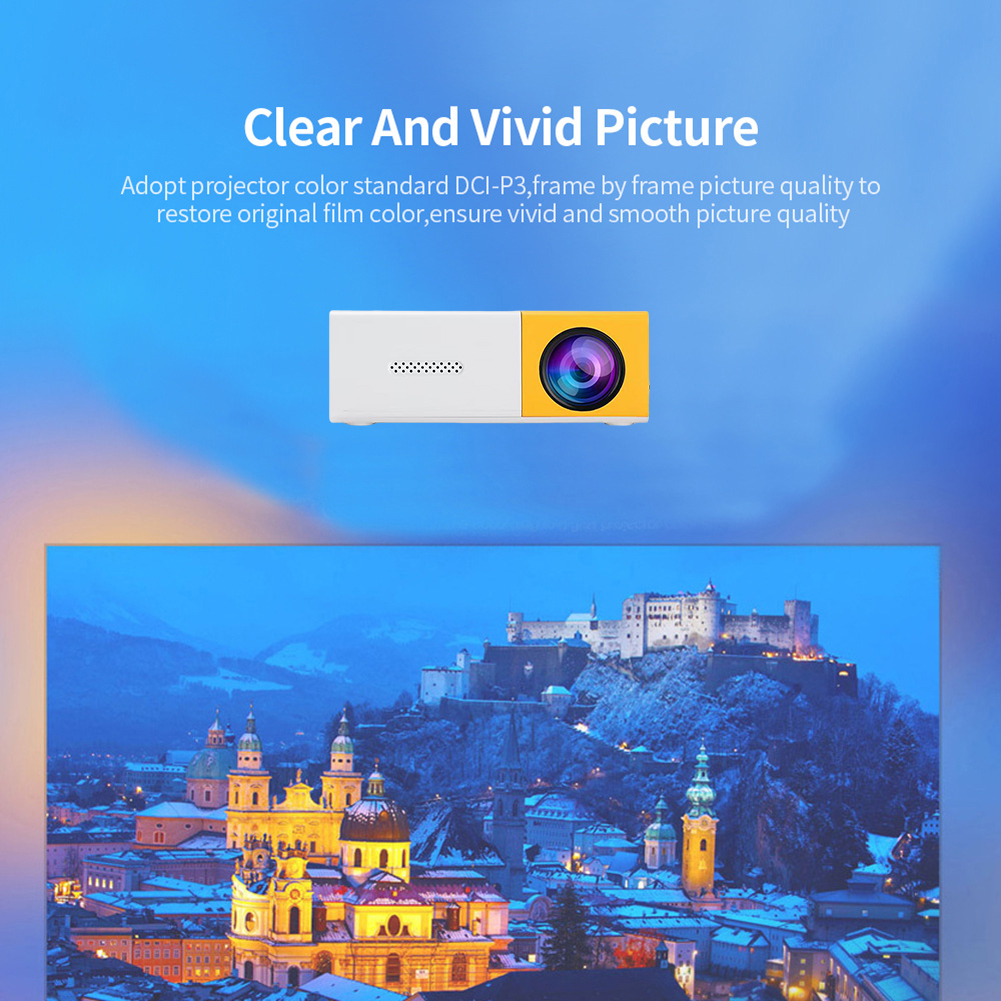 HD 1080P Mini LED Projector 400 Lumen LED Micro Projector HDMI-compatible USB/AV/TF Slots Home Party Meeting Theater Projector