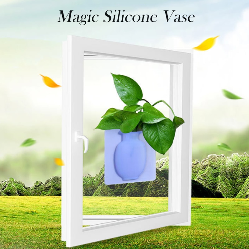 Wall Hang Silicone Sticky Vase Rubber Silicone Sticky Flower Container Floret Bottle for Home Offices Wall Decorations decorati