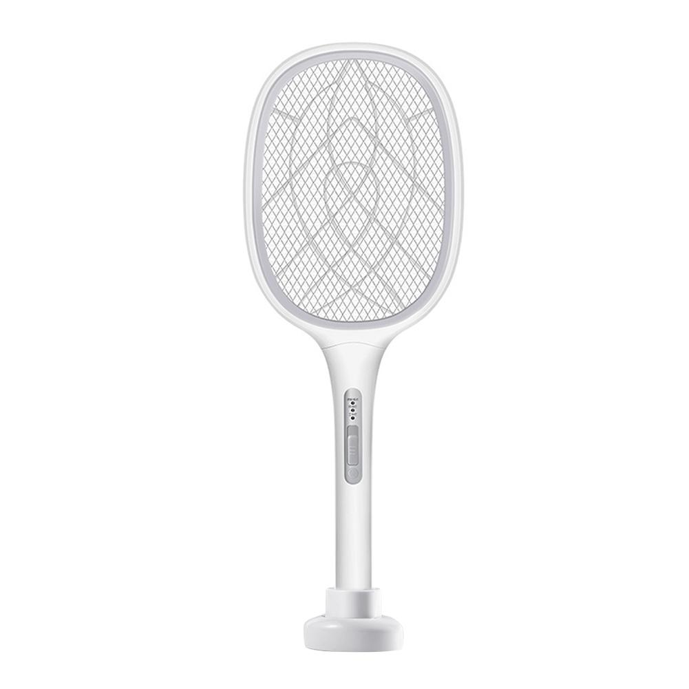 Hjemme elektrisk fluesmækker usb genopladelig fluesmækker stor myggemorder bug zapper ketcher til indendørs udendørs: Sort