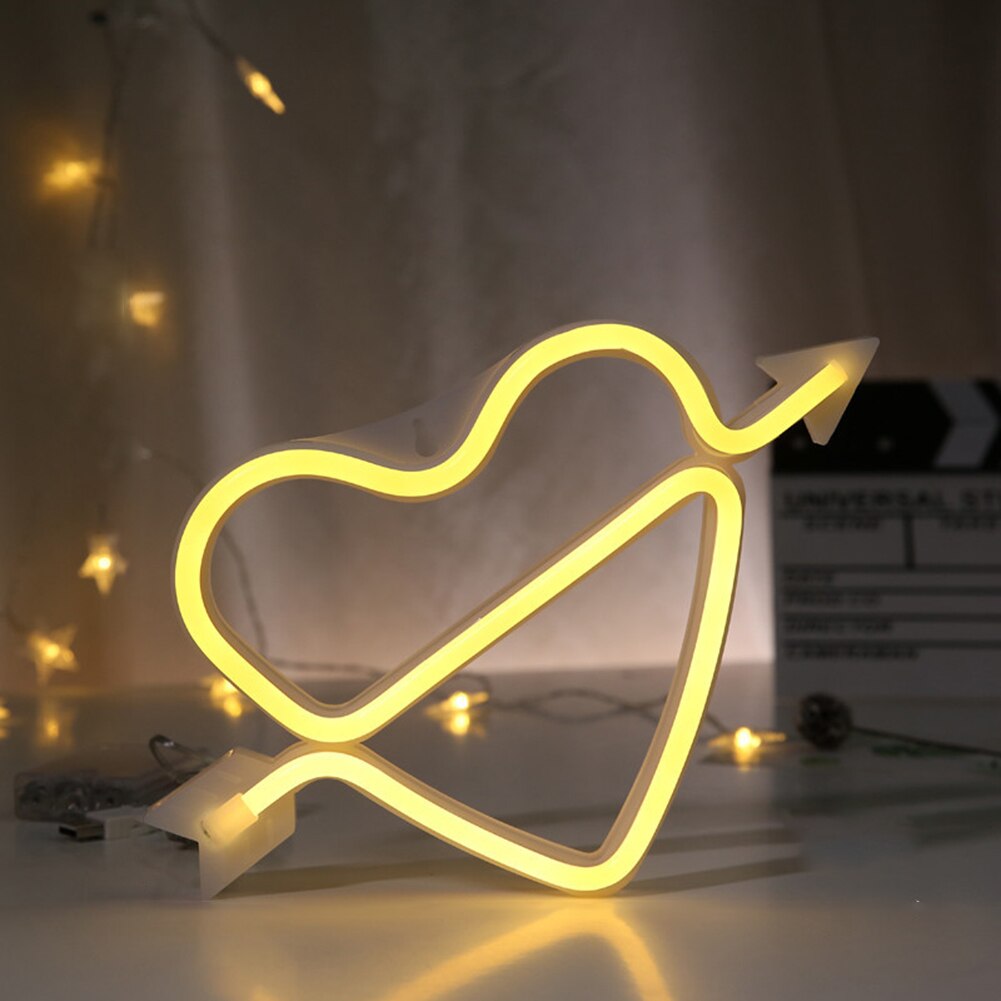 Heart Arrow Shape LED Neon Light Colorful Rainbow Neon Sign Wall Hanging Night Lamp for Home Party Wedding Festival: 01