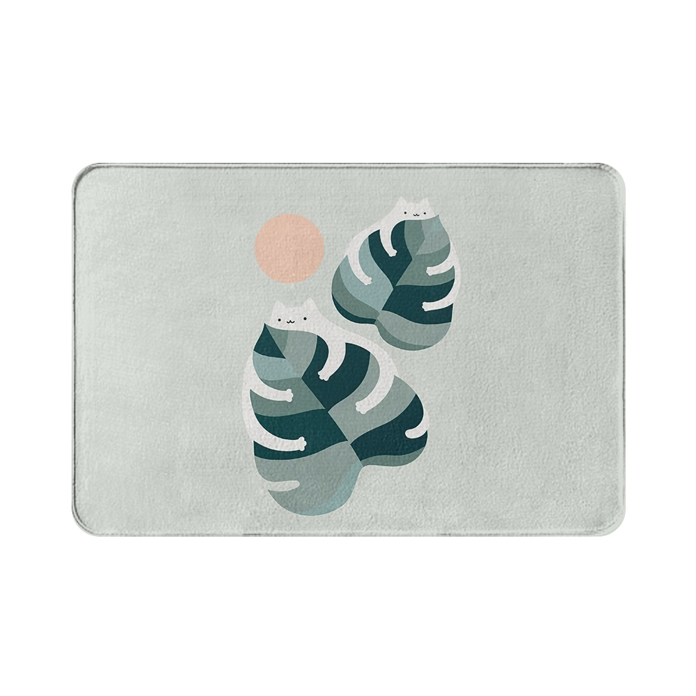 Tropical Palm Leaves Hawaiian Pattern Print Floor Mat