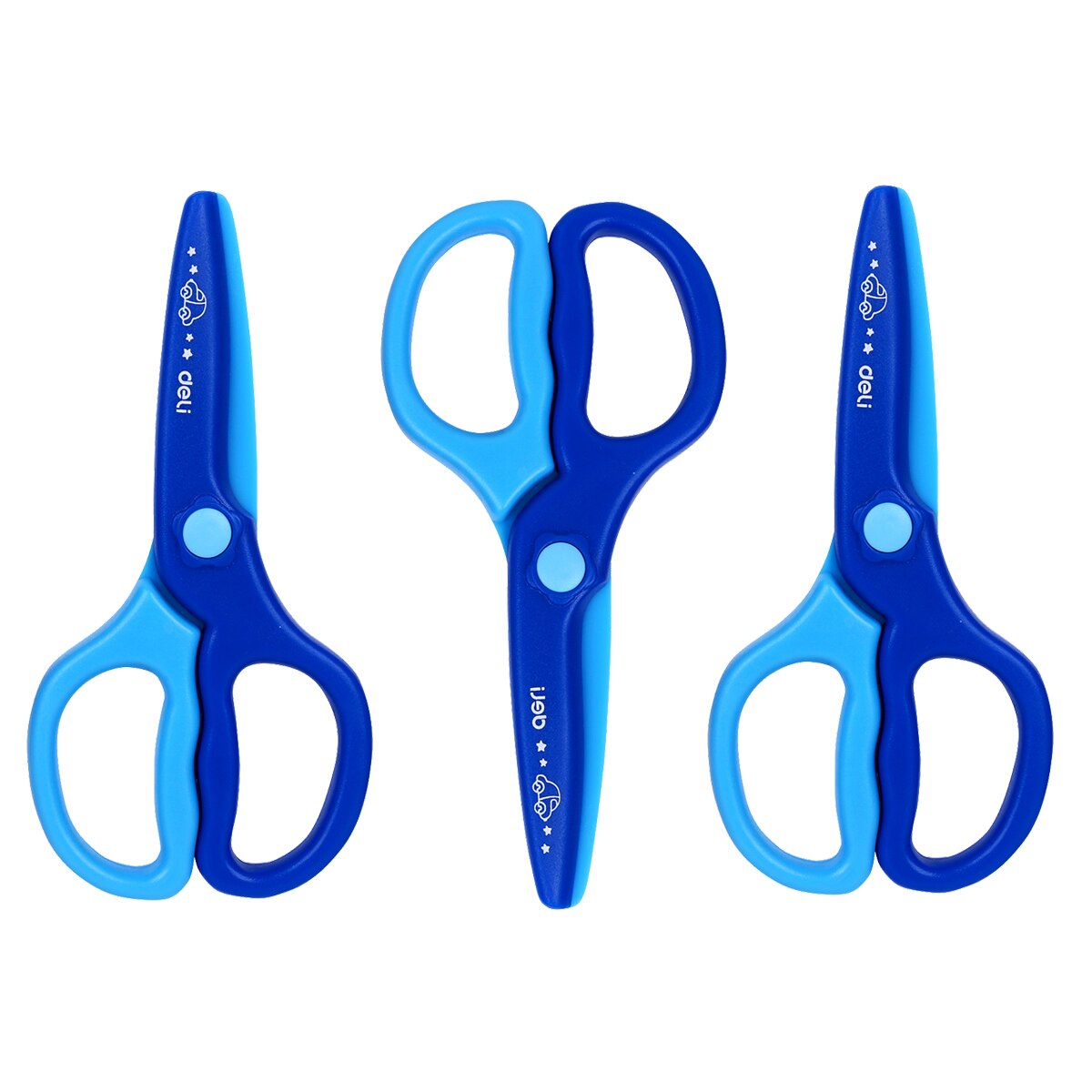 3pc/lot Deli Plastic Scissors for Paper Preschool Kids Safety Training Scissors Child Safe Craft Scrapbooking Scissors School: B