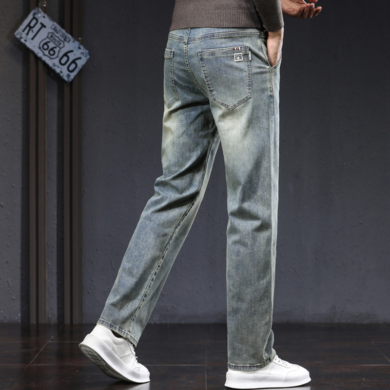 Pantalones vaqueros rectos para hombre, Jeans lavados de , elásticos, informales, versátiles, de , clásicos, primavera y otoño