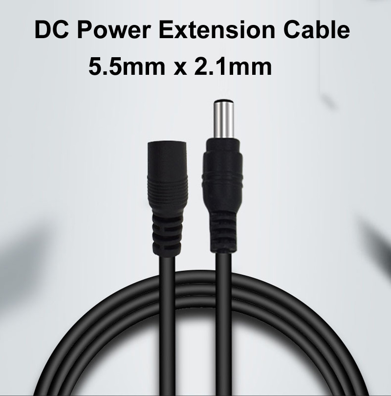 1/2/3/5M 12V 5521 Dc Stroomverlengkabel Snoer 5.5*2.1Mm Jack Mannelijke Naar Vrouwelijke Voedingskabel Voor Wifi Ahd Ip Beveiligings Cams Cctv Etc