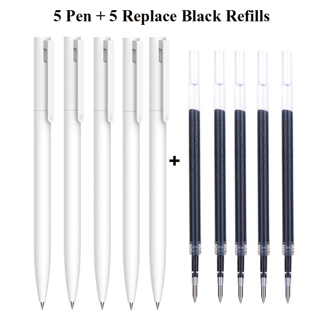 Xiaomi Mijia-Bolígrafo ligero para escritura fluida, boli de pulsación de 0,5mm con recambio de núcleo, disponible en color azul, rojo y negro, ideal para el trabajo, pluma original: 5pen 5black refills