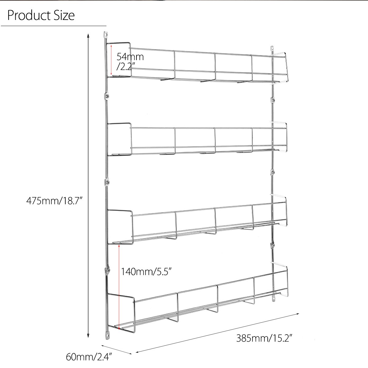 4 Layers Kitchen Spice Rack Cabinet Organizer Wall Mount Storage Shelf Pantry Holder Multifunctional Bathroom 4 Tiers Holders