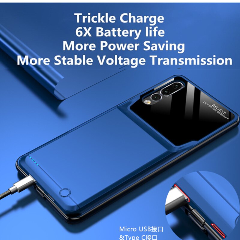 6000 mah:n akkulaturikotelo huawei honor 9x pro:lle pidennetty puhelimen virtakotelo ohut varavirtalähdepakkauksen lataussuojus