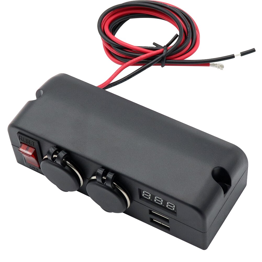 Quick Voertuig Dual Usb Charger 12V/24V 2 Stopcontacten Digitale Voltmeter Met Led Rocker Switch Sigaret aansteker Splitter